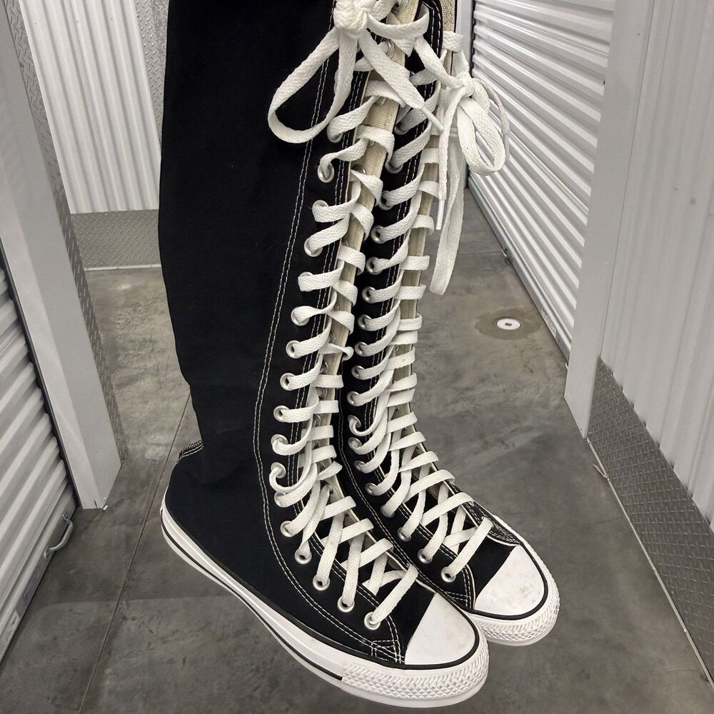 Converse All Star Chuck Taylor Black Knee-High Shoes Zip Up Tall Men 5 Women 7